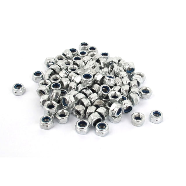 Unique Bargains M5x0,8 mm Plaqué Zinc Nylock Auto-Bloquant Insert en Nylon Écrous de Verrouillage Hexagonaux 100 Pcs