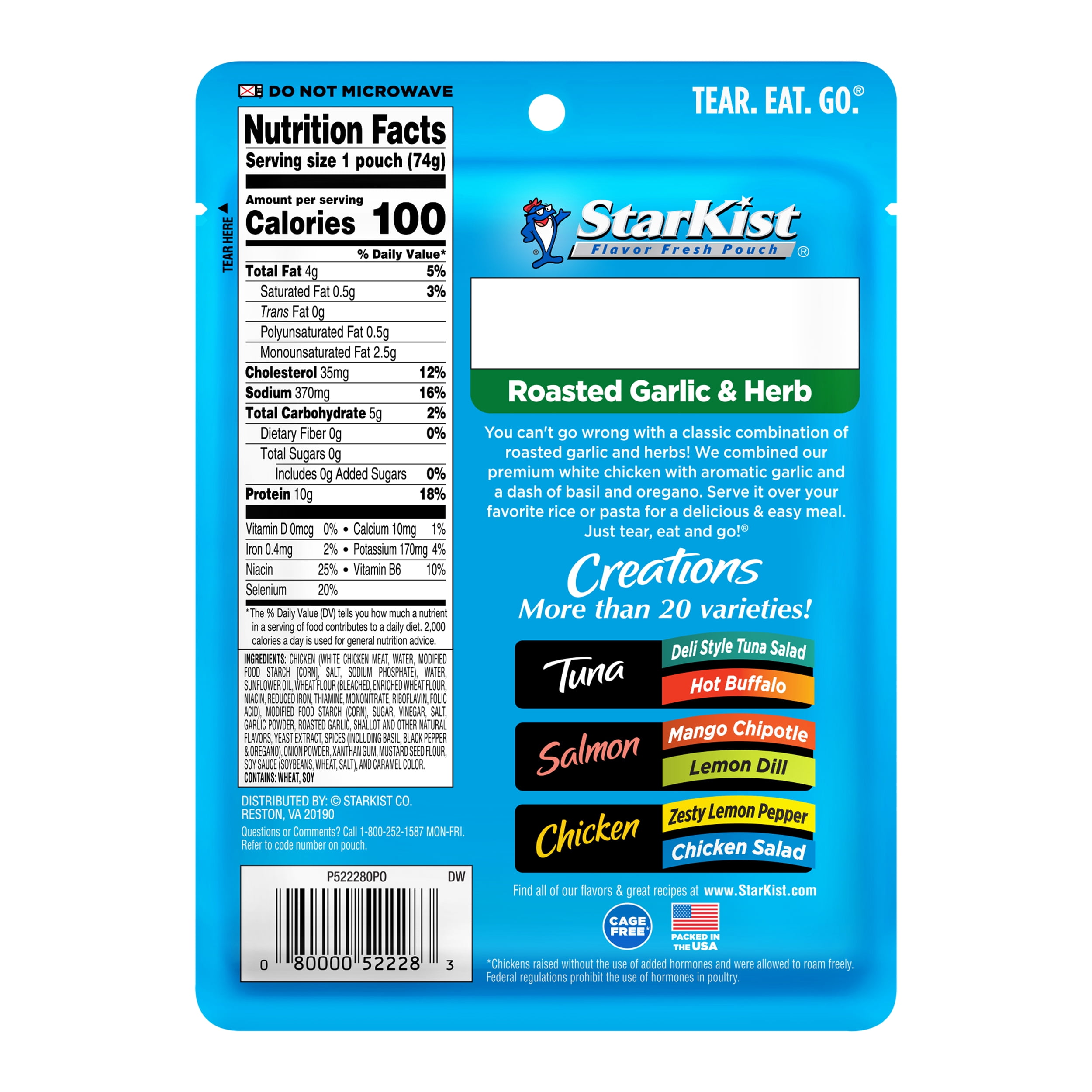 (3 pack) StarKist Chicken Creations, Garlic and Herb, 2.6 oz Pouch