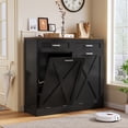 thumbnail image 6 of Daluvenix Double Tilt Out Trash Can Cabinet for 2 Bins,Hidden Trash Bin Storage Cabinet with Hideaway Drawers,Pet Proof Trash Can Holder for 2 x 10 Gallon , Kitchen, Dining Room, Living Room, Black, 6 of 8