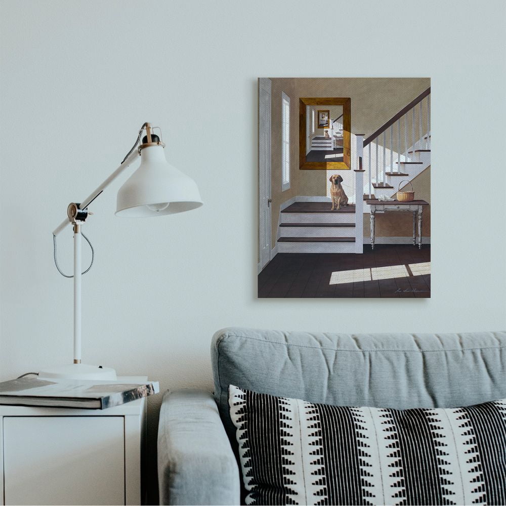 Stupell Industries Dog Infront of Pet Portrait Charming Country Interior Canvas Wall Art Design by Zhen-Huan Lu, 24" x 30"