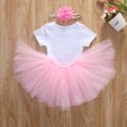 thumbnail image 3 of Pudcoco Toddler Baby Summer Set, Short Sleeve Romper+Tutu Skirt+Flower Headband, 3 of 6