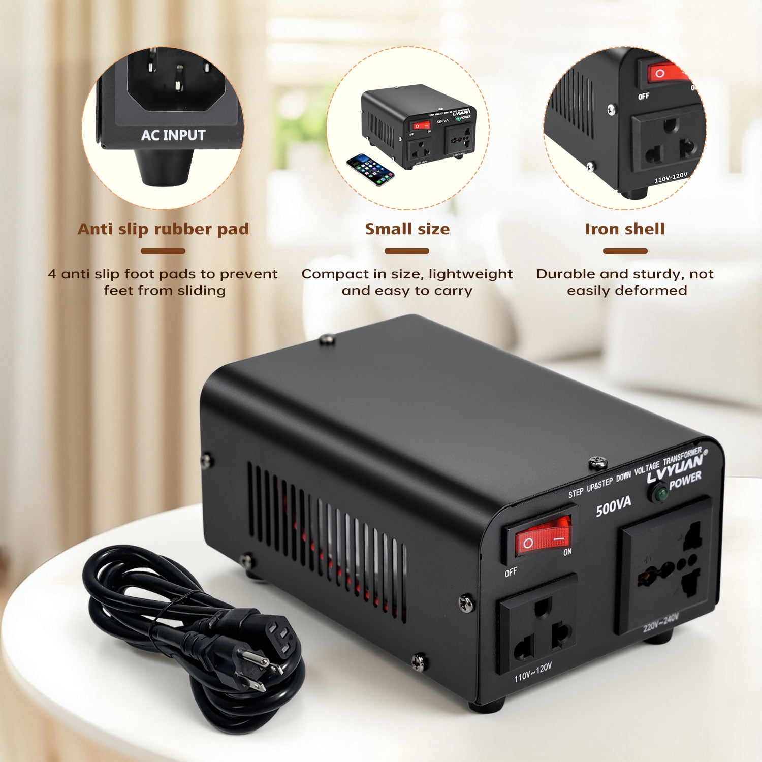 Transformateur-convertisseur De Tension 2000W - 110V/230V Entrée/sortie, Protection Intégrée
