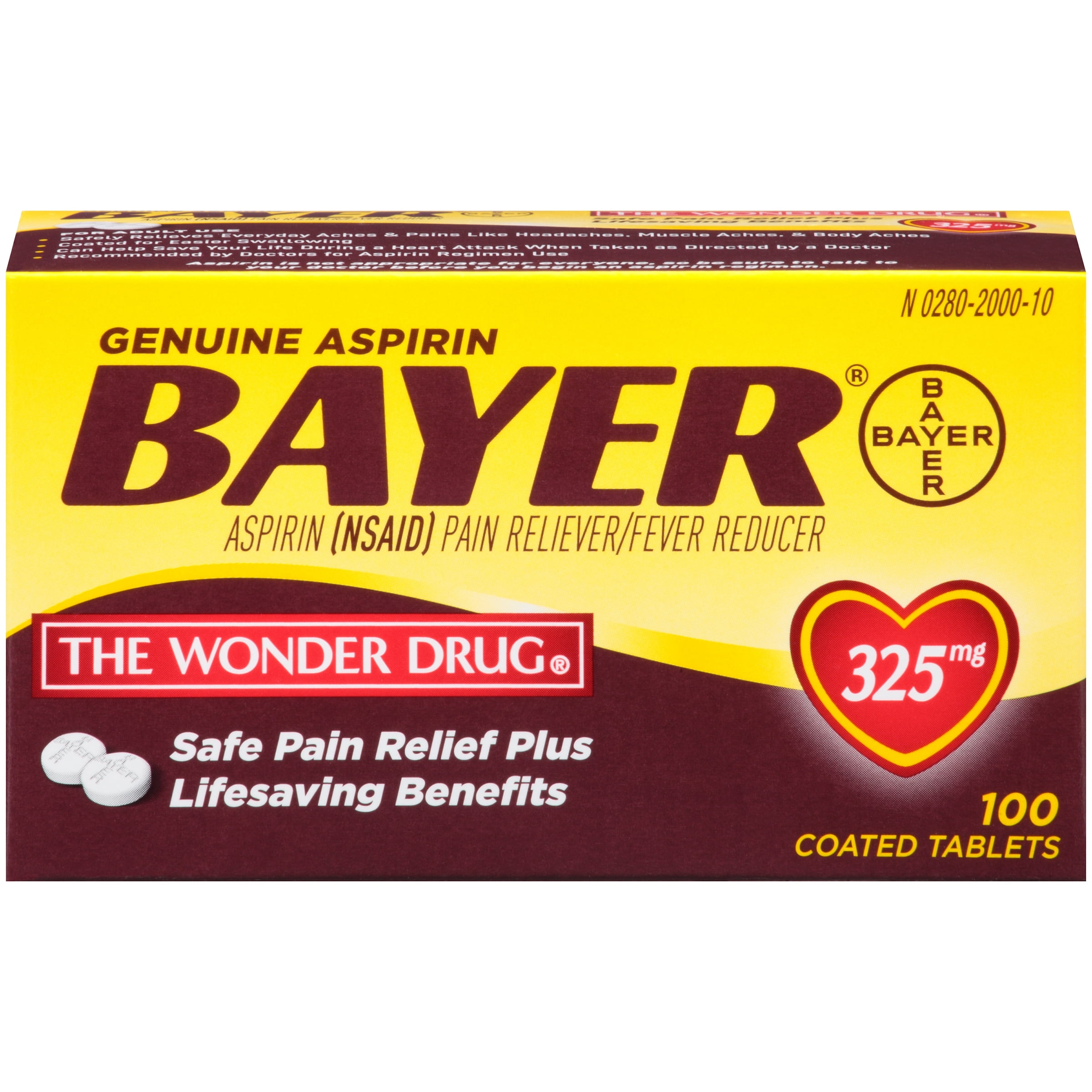 Genuine Bayer Aspirin Pain Reliever / Fever Reducer 325mg Coated