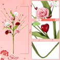 thumbnail image 2 of 4 Pcs 17 Inch Valentine's Day Picks Artificial Flowers Red Pink White Rose Berry Stems Flowers for Valentine Wedding Party Candlelight Dinner Center Decoration, 2 of 6