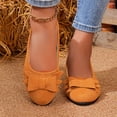 thumbnail image 5 of ZACPNCV Womens Plus Size Suede Wedge Flats Round Toe Bow Design Comfort Casual Shoes Summer, 5 of 9