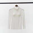 thumbnail image 2 of Royisotas Turtleneck Blouses for Women Plain Pullover Shirts Casual Cotton Long Sleeve Womens Tops, 2 of 4