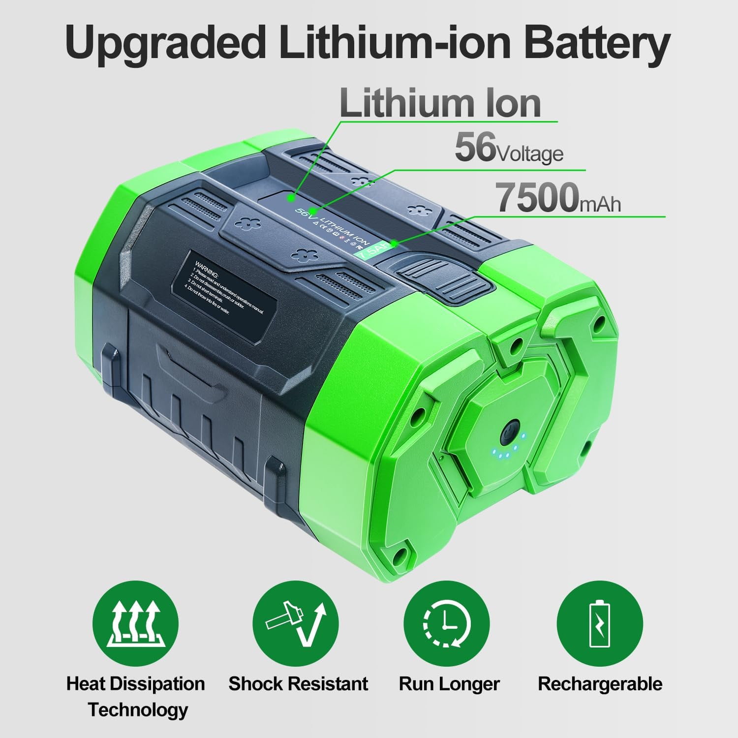 Battery Replacement for EGO 56V Battery 7.5Ah Batteries Compatible with BA1400T BA2800 BA4200T BA5600T