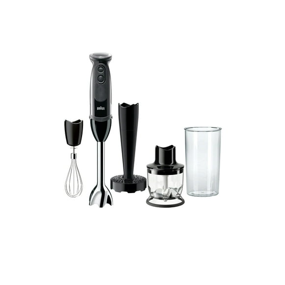 Braun Multiquick 5 Vario - Batidora de mano (eje de mezcla SS+picador 1.5C + triturador + batidor + precipitador), MQ5027, negro