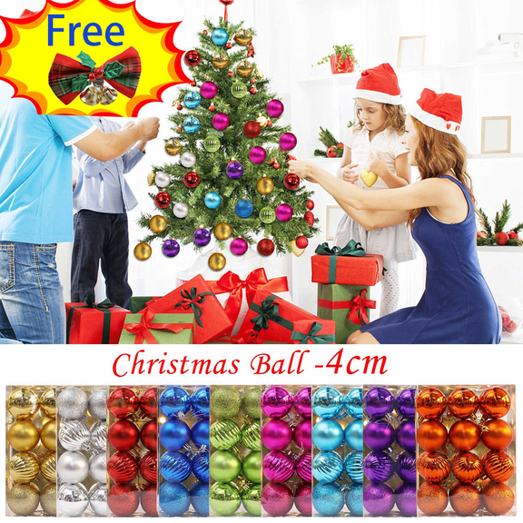 Tyidzon 24Pc Christmas Ball Ornaments - 1.5 Inch Christmas Balls Free Bell - Christmas Ornaments Set for Xmas Tree Fall Holiday Party Decorations