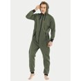 thumbnail image 4 of xiaxaixu Men's Hooded Jumpsuits Tracksuit Solid Color Drawstring Sweatshirts Rompers Full Zip Hoodies Overalls with Pockets, 4 of 9