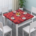 thumbnail image 3 of Red Cheetah Leopard Pattern Square Fitted Tablecloth with Elastic Edge,Square Table Cover,Washable Elastic Table Cover for Home Kitchen Party Decor 36"x36", 3 of 6