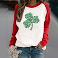 thumbnail image 2 of CEHVOM T-Shirt Décontracté à Manches Longues et Col Rond pour Femmes, Imprimé Patchwork de Printemps pour la Saint-Patrick, 2 of 4