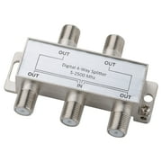 onn. 4 Way Digital Coax Cable Splitter with Gold Plated Connectors, Silver