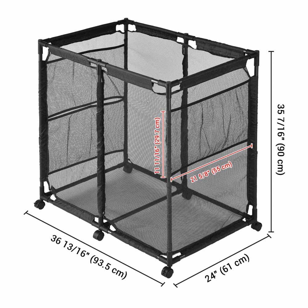 Yescom 37" Compact Rolling Pool Toy Storage Bin – Space-Saving Mesh Organizer with Side Pockets, Breathable Quick-Dry Fabric, and Locking Wheels in Blue