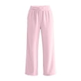 thumbnail image 3 of ClodeEU Women's Elastic Waist Fleece Wide Leg Lounge Pants ,Warm Winter Homewear Sleep Bottoms With Pockets ,Women's Plus S, 3 of 5