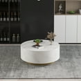 thumbnail image 4 of Magic Home Modern Round Coffee Table with Two Drawers,Circle Coffee Table Space-Saving Multiple Purpose for Living Room,dining room and home office,White, 4 of 10