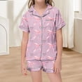 thumbnail image 2 of Weebloom Girls' Pajama Sets Cute Bow Set Soft Pajamas Short Sleeve Button Down Tops Shorts Pajama Set Breathable For Kids Tween Sleepwear Nightwear Pjs Loungewear Light Purple 12-13 Years, 2 of 4