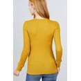 thumbnail image 5 of Saronite Basic Ribbed Knit Crew Neck Long Sleeve Thermal Shirt Top, Deep Mustard (Women's), 5 of 5