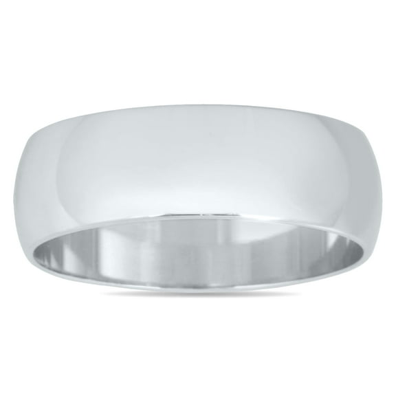 SZUL Women's 6mm Domed Wedding Band in 10K White Gold