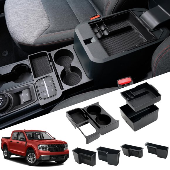 Organizador de almacenamiento y portavasos doble para Ford Maverick 2022