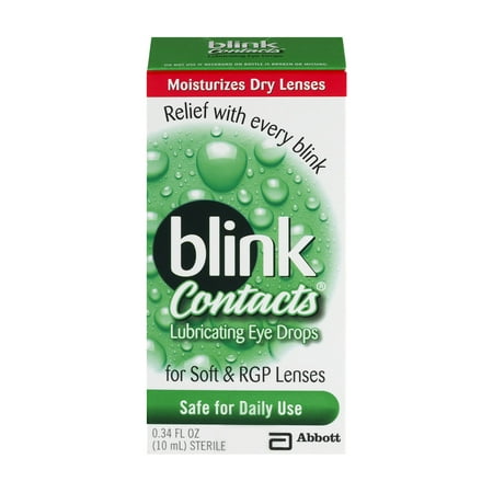 Blink Contacts Lubricating Eye Drops for Soft & RGP Lenses, 0.34 FL OZ
