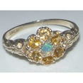 thumbnail image 3 of LBG 10k White Gold Natural Opal & Citrine Womens Vintage Daisy Ring - Size 8.75, 3 of 5
