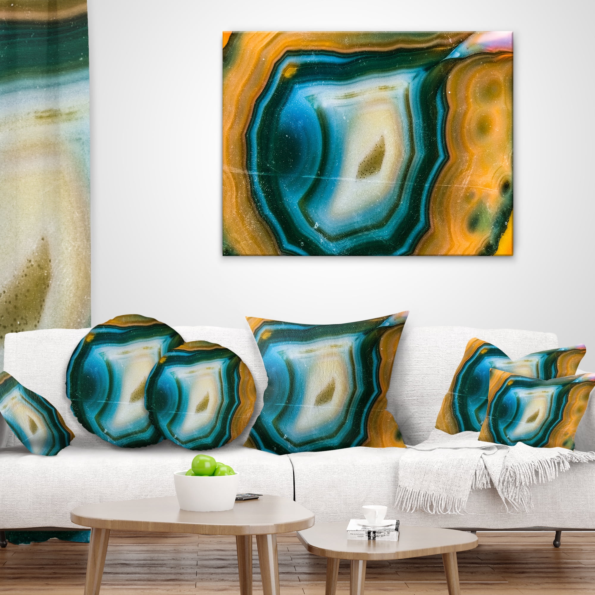 Designart Colorful Agate Pattern - Abstract Throw Pillow - 16x16