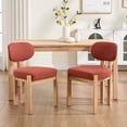 thumbnail image 4 of PORKISS Upholstered Dining Chairs Set of 2, Mid-Century Kitchen Chairs with Solid Wood Legs and Cushioned Wingback for Kitchen, Dark Orange, 4 of 9