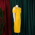 thumbnail image 3 of AURA Plus Size High Waist Pencil Midi Dress Short Sleeve Solid Color Summer Office Commuter Dress, 3 of 8