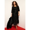 thumbnail image 2 of Roaman's Women's Plus Size Plus-Size Velvet 3/4 Sleeve Burnout Overlay Dress With Sheer Sleeves, 2 of 6