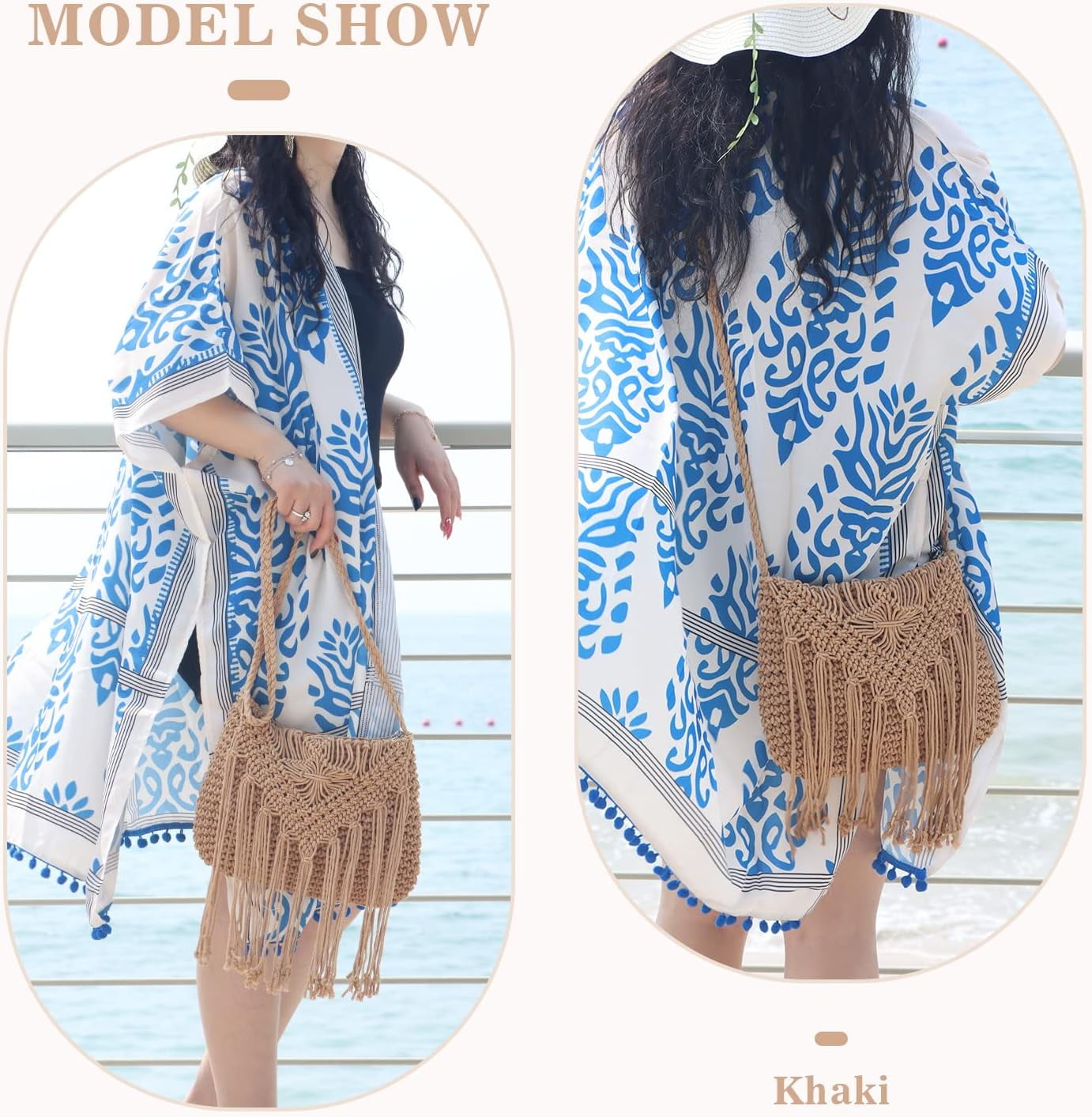 Retro Crochet Crossbody Shoulder Bag for Women Woven Fringe hobo bags Summer Beach Handmade Purse