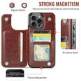 thumbnail image 3 of for iPhone 12 Pro Max Wallet Case with Card Holder, PU Faux Leather Kickstand Card Slots Case, Double Magnetic Clasp and Durable Shockproof Cover, 3 of 7