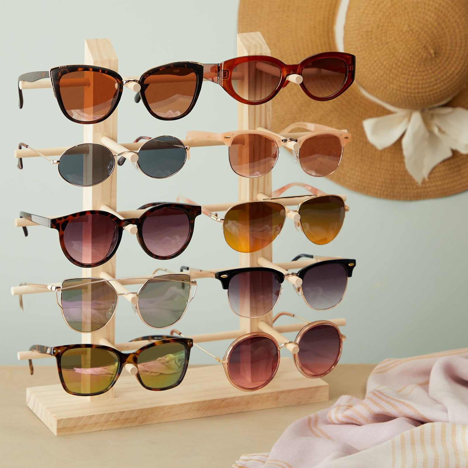Wood Sunglasses Eyeglass Rack Glasses Display Stand Holder Organizer 1-10 Pairs 