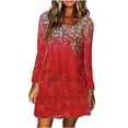 thumbnail image 1 of Vestido suelto clásico con estampado de flores de manga larga con cuello en V informal a la moda para mujer Pompotops hdfakjf7222, 1 of 5