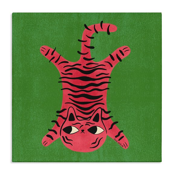 Stupell Industries Funky Retro Cat Pink Animals Painting Wrapped Canvas Art Print Wall Art, 17 x 17