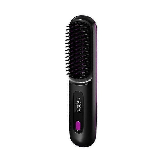 Cordless Hair Straightener Brush 3 Temperatures LCD Display Fast Heating USB Rechargeable Portable Hot Brush Electric Fluffy Curly Hair Styling Detang
