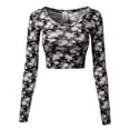 thumbnail image 1 of FashionOutfit Women's Floral Prints Lightweight Long Sleeve Crop Top, 1 of 3