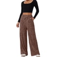 thumbnail image 4 of Womens Ribbed Wide Leg Lounge Pants with Pockets Comfy Loose Soft Knit Pants with Drawstring Dark Brown M, 4 of 10