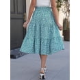 thumbnail image 6 of jinghuiyue Womens Boho Floral Midi Skirt Elastic High Waist A Line Flowy Swing Casual Beach Skirts XL, 6 of 7
