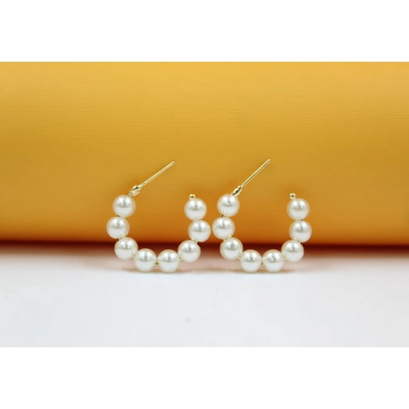 18K Gold Filled Pearl Hoop Earrings For 18K Gold Filled 6mm (K50)