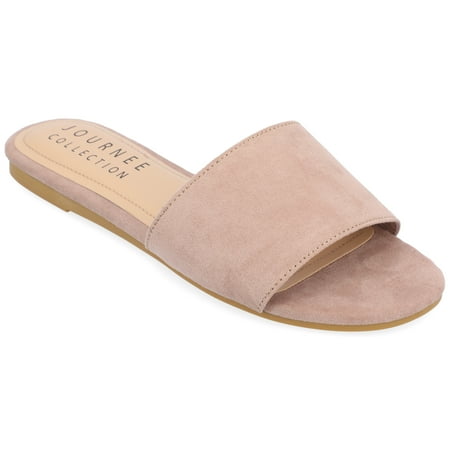 

Journee Collection Womens Kolinna Tru Comfort Foam Slip On Slide Flat Sandals