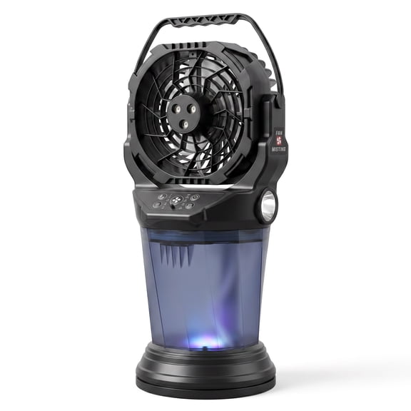 DAYBETTER Portable Misting Camping Fan with Remote Control, 2L Tank & 20000mAh Battery Powered Outdoor Fan, 3-in-1 with Color LED Light, 90° Oscillation, Timer for Camping Patio Tent