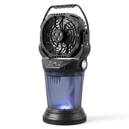 DAYBETTER Portable Misting Camping Fan with Remote Control, 2L Tank & 20000mAh Battery Powered Outdoor Fan, 3-in-1 with Color LED Light, 90° Oscillation, Timer for Camping Patio Tent