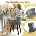 thumbnail image 6 of Gymax Velvet Vanity Chair w/ Back Tufted Low Back & Solid Wood Legs for Bedroom Gray, 6 of 10