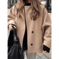 thumbnail image 5 of Abrigo informal de lana para mujer, chaqueta de manga larga con solapa de un solo pecho, Color liso, ropa de calle elegante, Otoño, 2024, 5 of 5