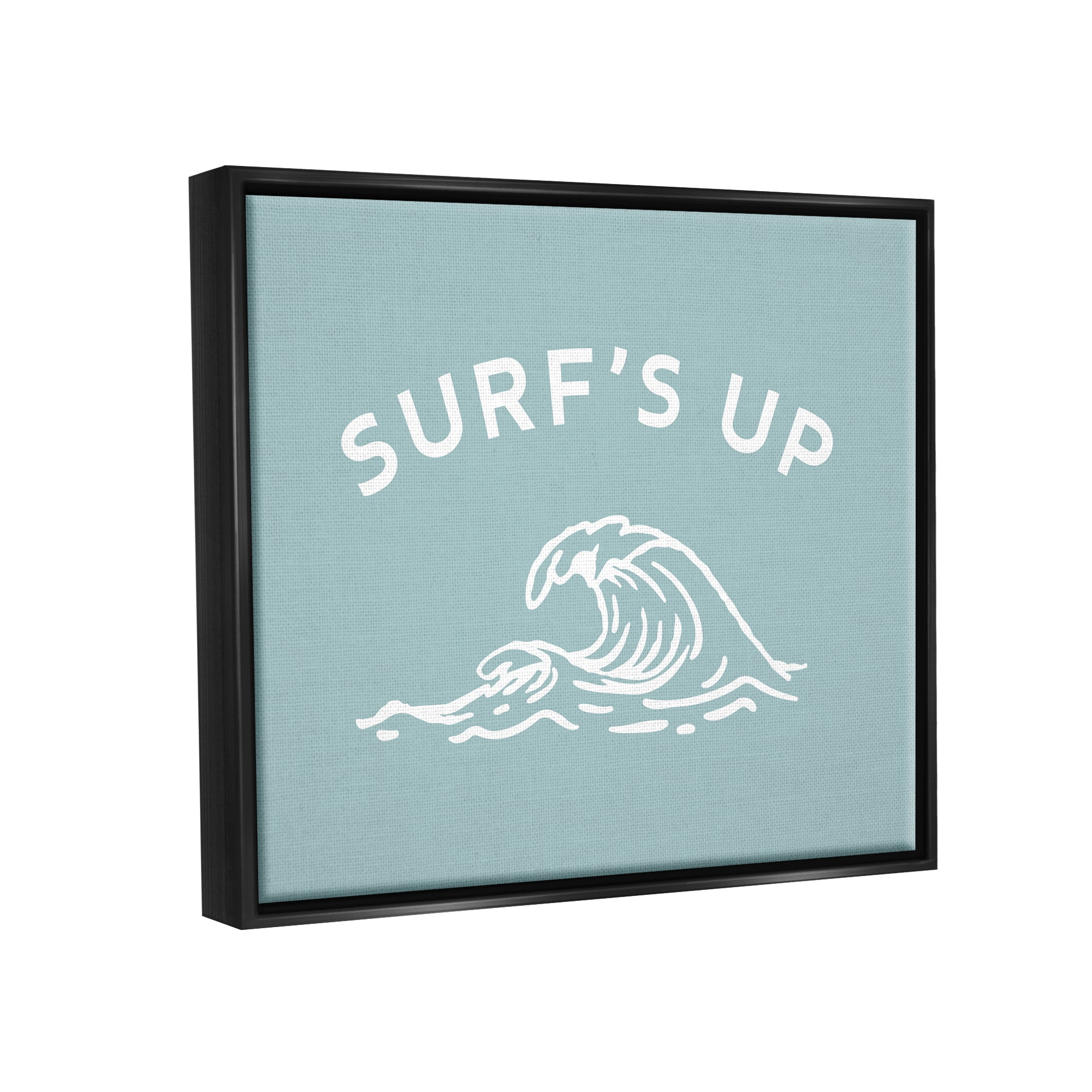 Stupell Industries Surf's Up Sea Wave Landscape Painting Black Floater Framed Canvas Art Print Wall Art, 21 x 17