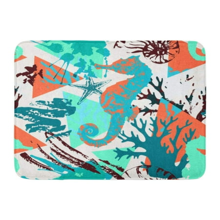 Shabby Rag - GODPOK Creative Abstract Marine Sea Life with Shabby Corals Distorted Star Grunge Splatter Rough Brush Strokes Rug Doormat Bath Mat 23.6x15.7 inch