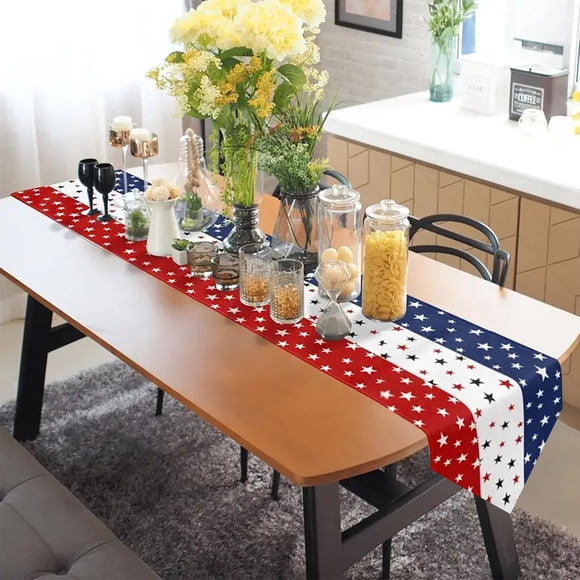 QTOCIO Flag Star Table Runner Flag For 4th Of July Memorial Day Independence Day Home Kitchen Decor