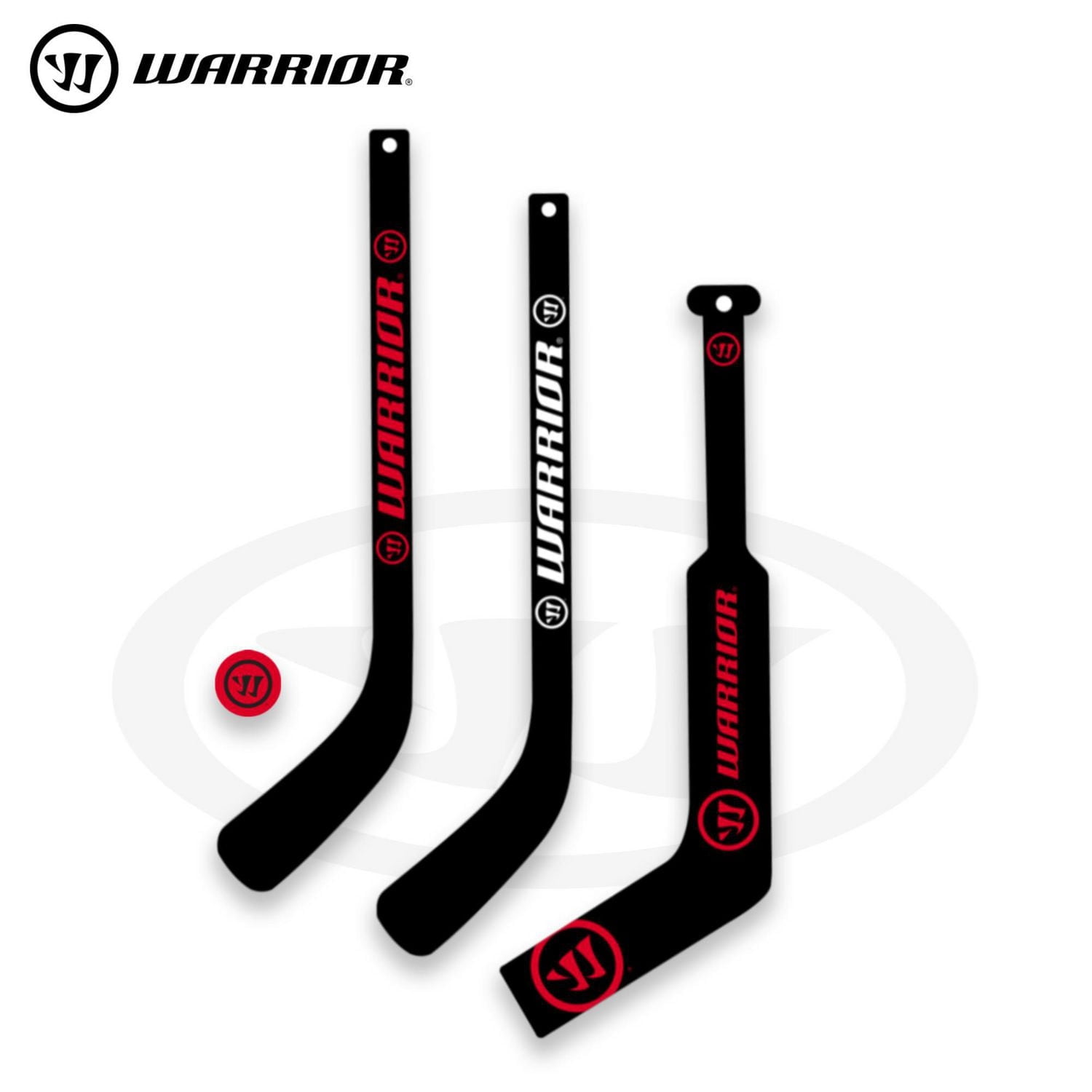 Ensemble combo de mini but de hockey Warrior 31" Pro-Style - Filet en métal de 31", 2 mini bâtons de joueur, 1 mini bâton de gardien et 1 mini balle de hockey