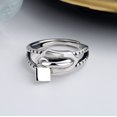 thumbnail image 4 of Anillos gruesos para mujeres, niñas, anillos de plata de ley con forma de candado, colgantes de boda, tamaño ajustable para regalo de cumpleaños, 4 of 5
